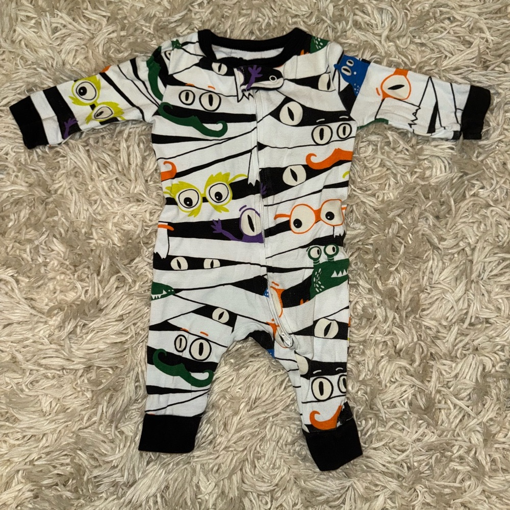 Halloween Mummy Monster Zip Up Romper Sleep and Play 3-6 months baby infant